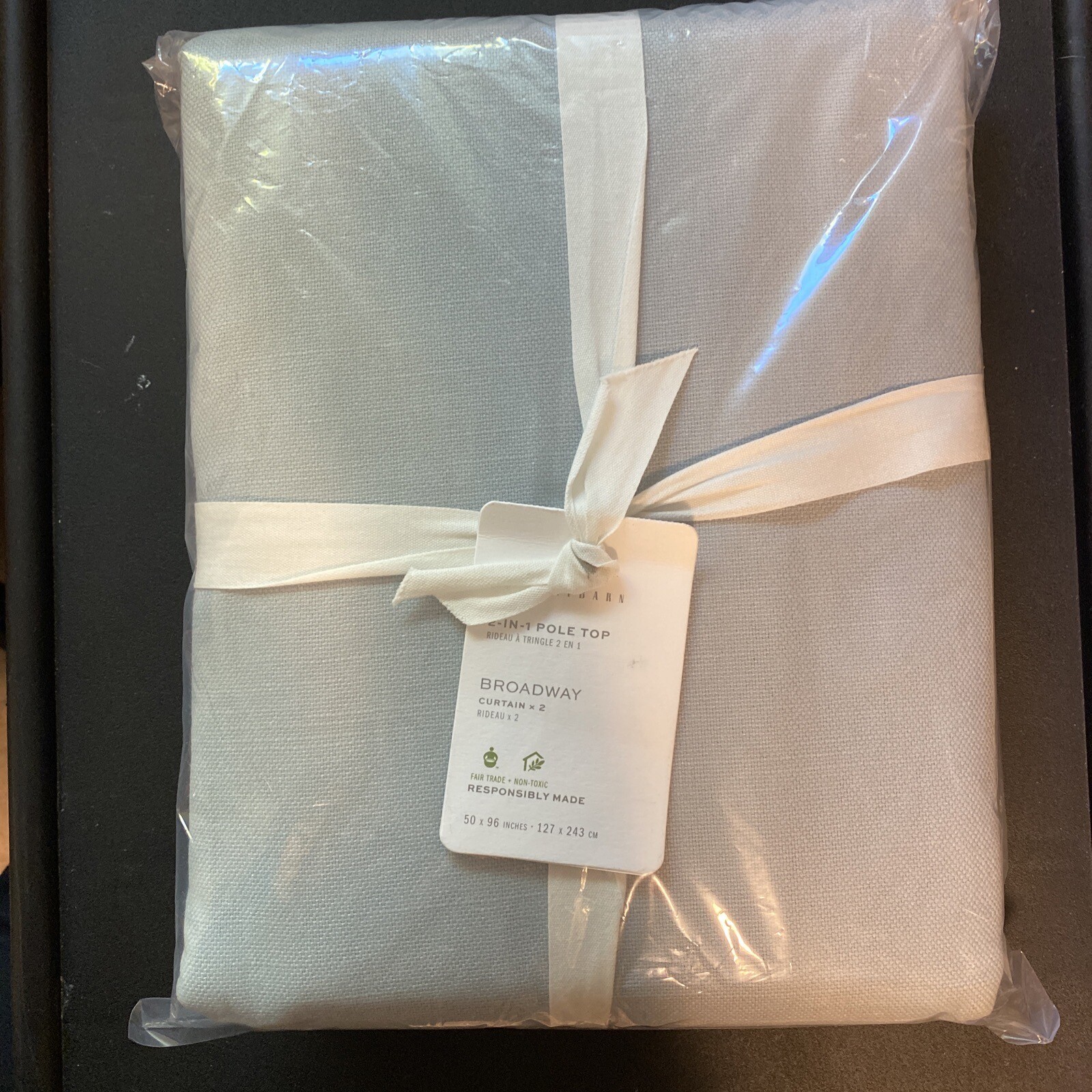 Pottery Barn 2in1 Pole Top BROADWAY Set of 2-Curtains 50″ x 96″ Cham Blue, NWT