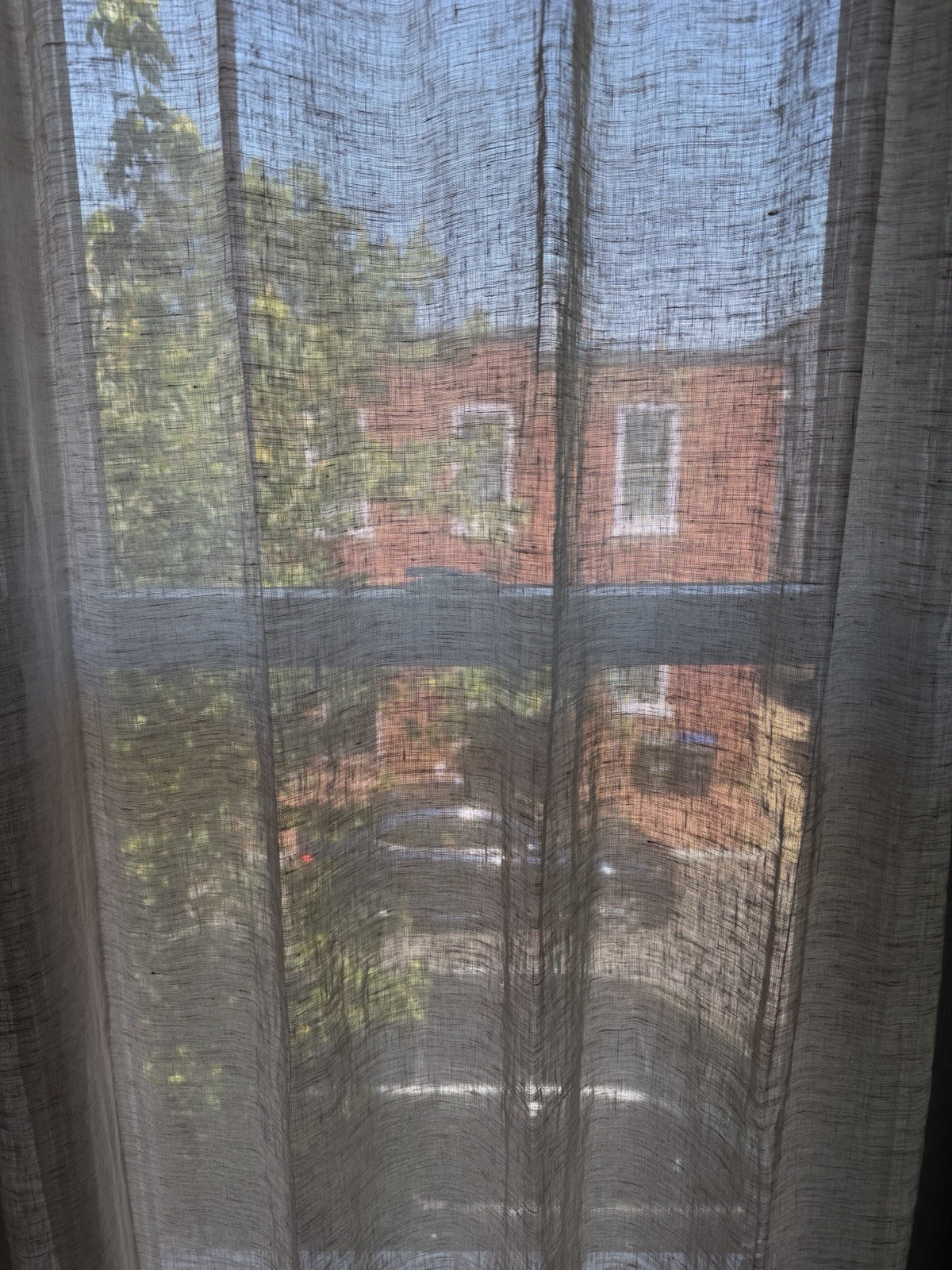 Sheer European Linen Curtain, Natural Flax, 36″W x 60″L – Set of 3