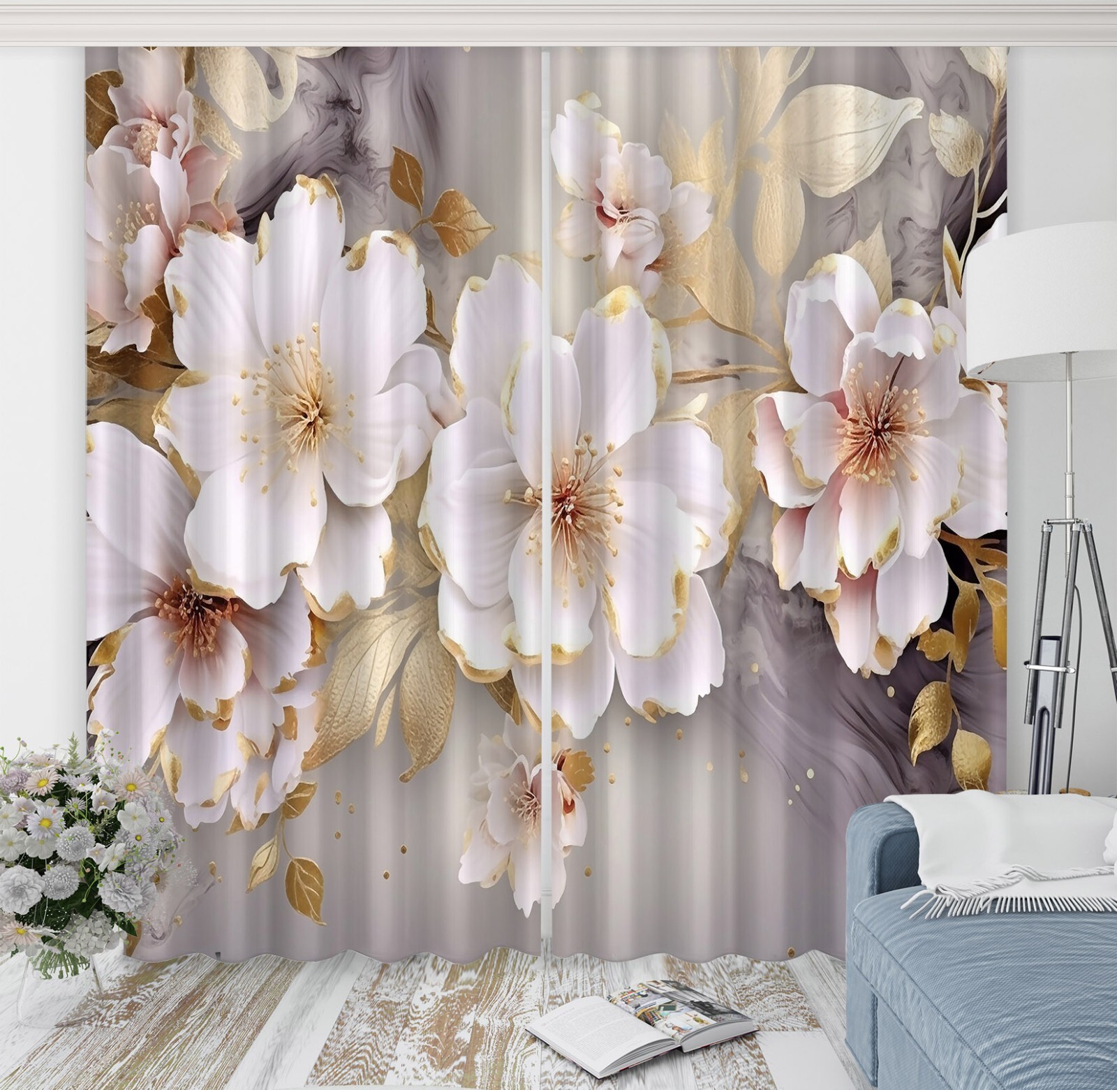 3D Peach Blossom Painting K2293 Window Photo Curtain Printing Fabric Panda 2023