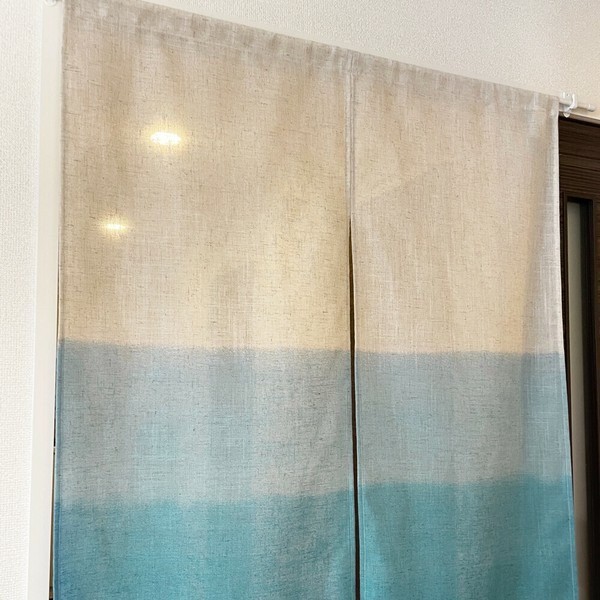 MADE IN JAPAN Japanese Noren Curtain – Natural Linen Blend Gradient Sunrise Gift