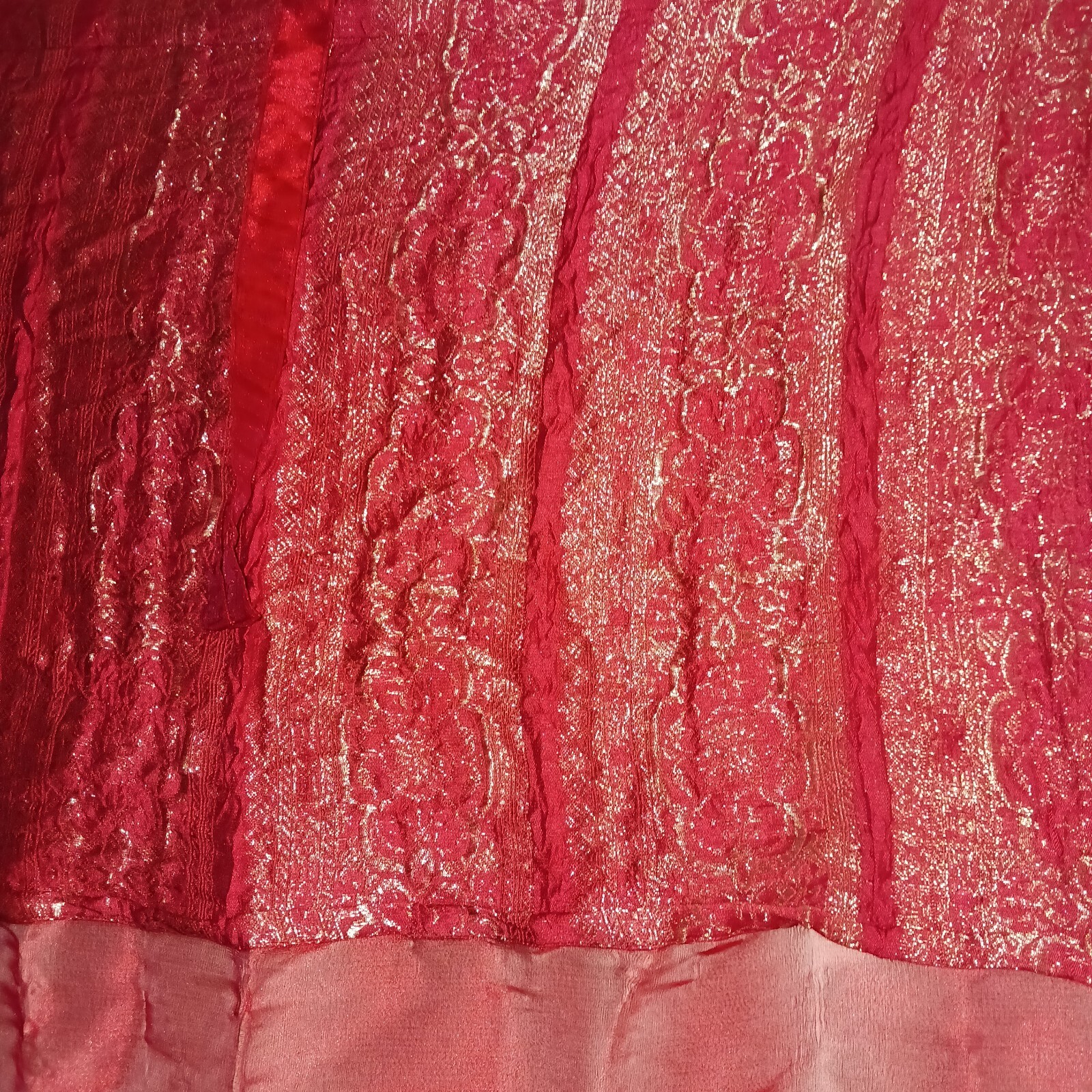 India Jacquard Trim Ceiling to Floor Window Coverings Red Set of 4 Panels