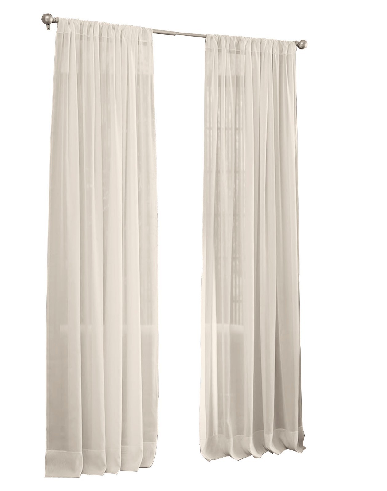 LA Linen Pack-1 Extra Wide Sheer Plain Voile Curtain Window Panel. Made in USA