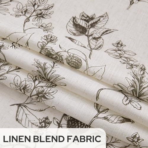 Floral Linen Curtains, Brown Vanilla 52″W x 84″L (Pack of 2) Vanilla Brown
