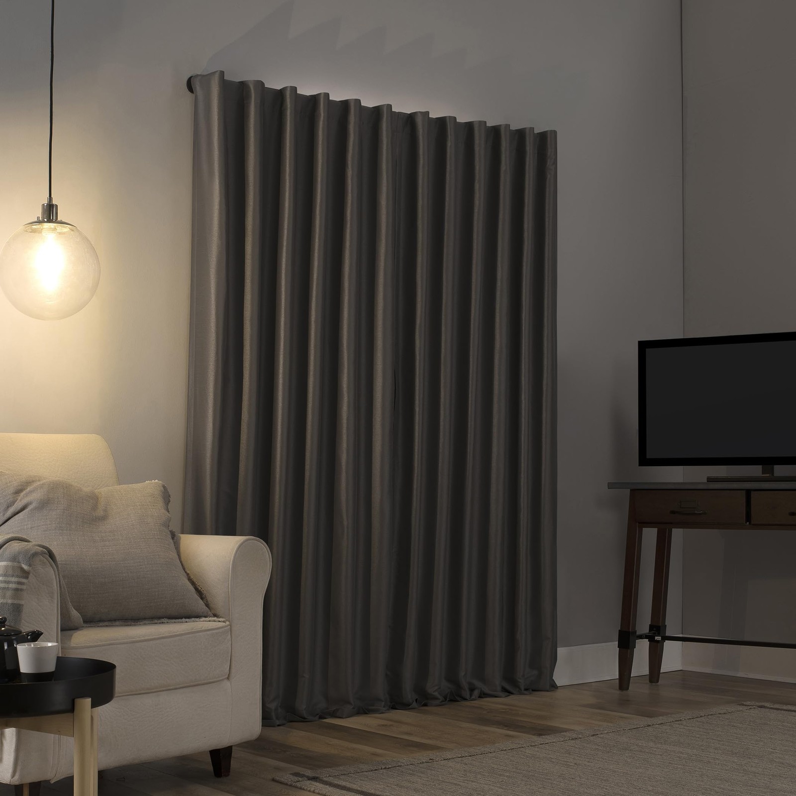 Greyson Faux Dupioni Silk Thermal Extreme Total Blackout Back Tab Curtain Panel,