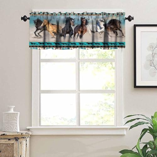 Vintage Horse Valance Curtains for Bedroom, Country Aztec Primitive Totem