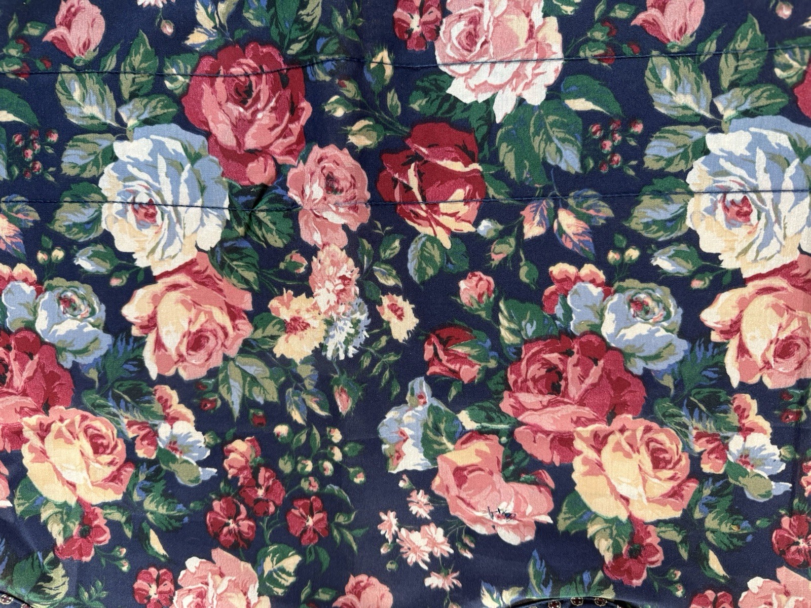 New JC Penney Floral Scallop Valance 86”X21” Pink Roses Blue Beige Green
