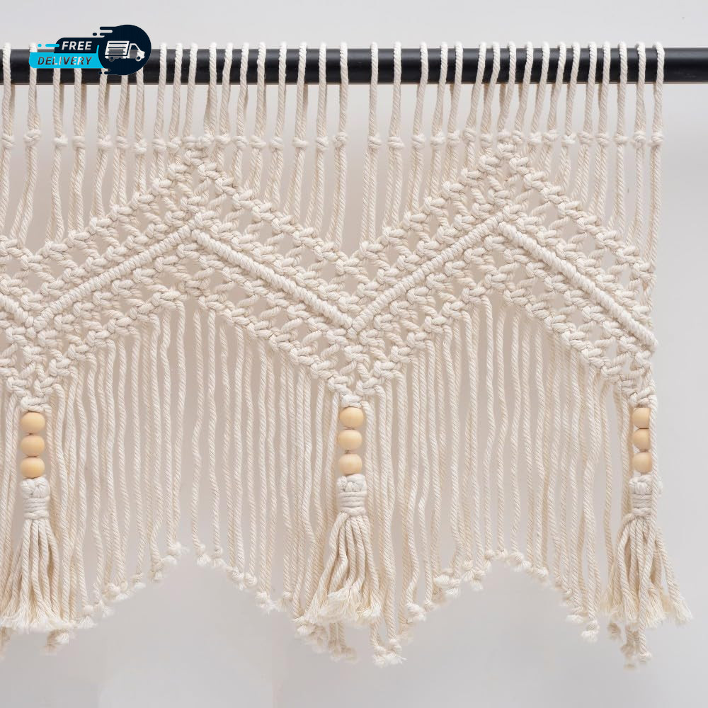 Boho Valance Macrame Curtains for Windows Macrame Valance for Bedroom
