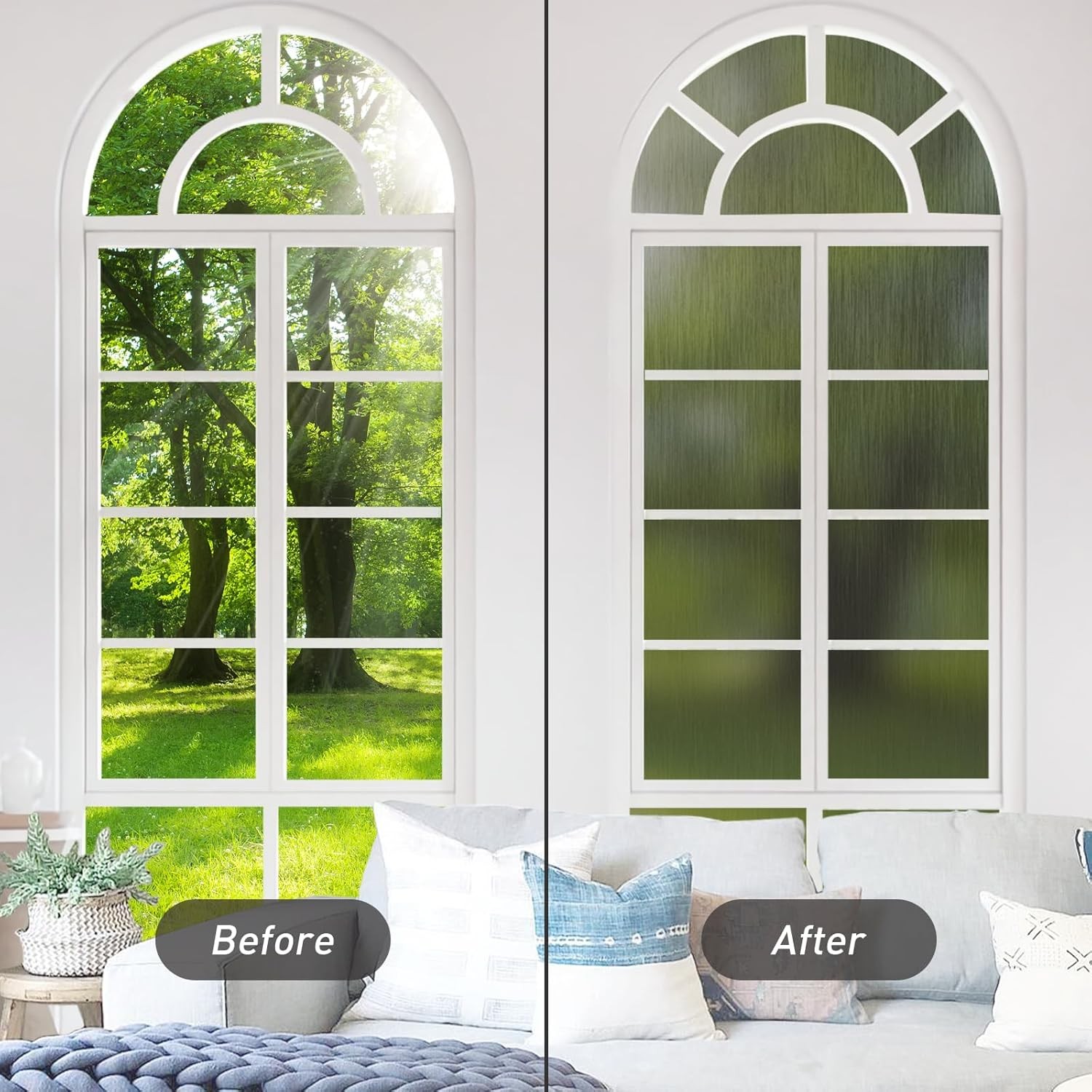 78.74» X17.73» Window Privacy Film Static Cling Isolate UV Radiation Non-Glue
