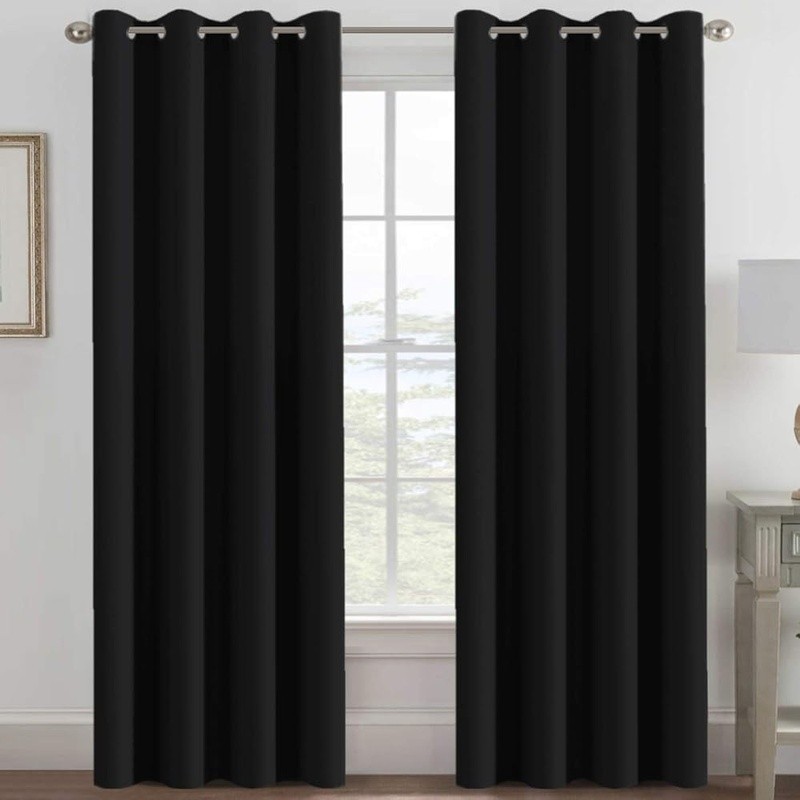 Thermal Insulated Blackout Curtains Grommet Panels Noise Reducing Window Drapes