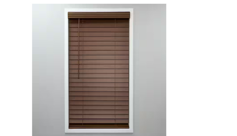 StyleWell Dark Oak Cordless Faux Wood Blind Room Darkening 23×48