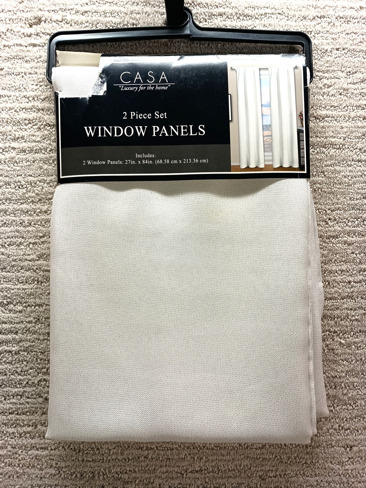 Casa 2 Window Panels With Grommets 27″ x 84″ – total 54″ X 84″ off white