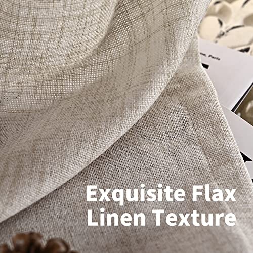 Linen Semi Sheer Curtains 72 Inch Length 2 52″W x 72″L (Pack of 2) Natural