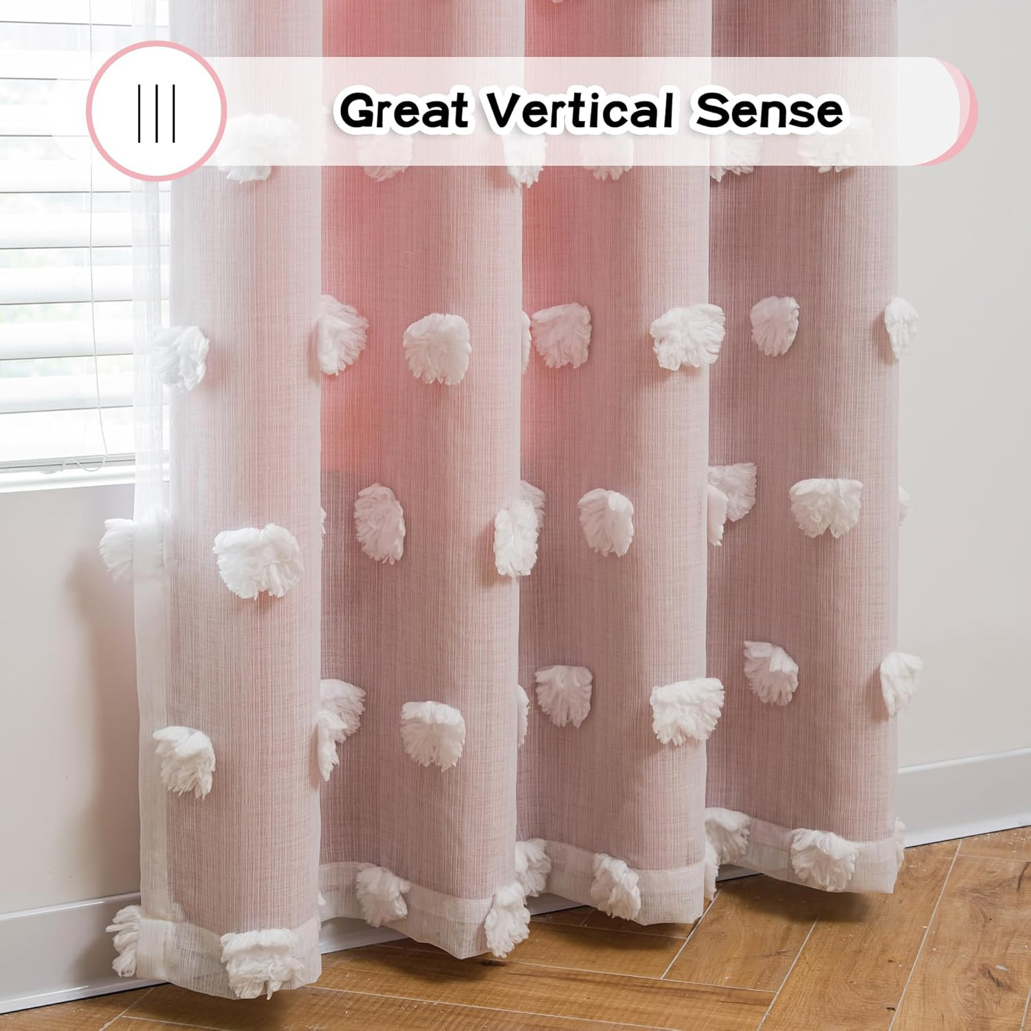Cortinas rosas para dormitorio de niñas, cortinas infantiles de 54 pulgadas de l