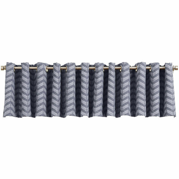 Sun Zero Cadiz Chevron Grommet-Top Lined Valance 50″W X 18″L Ink New