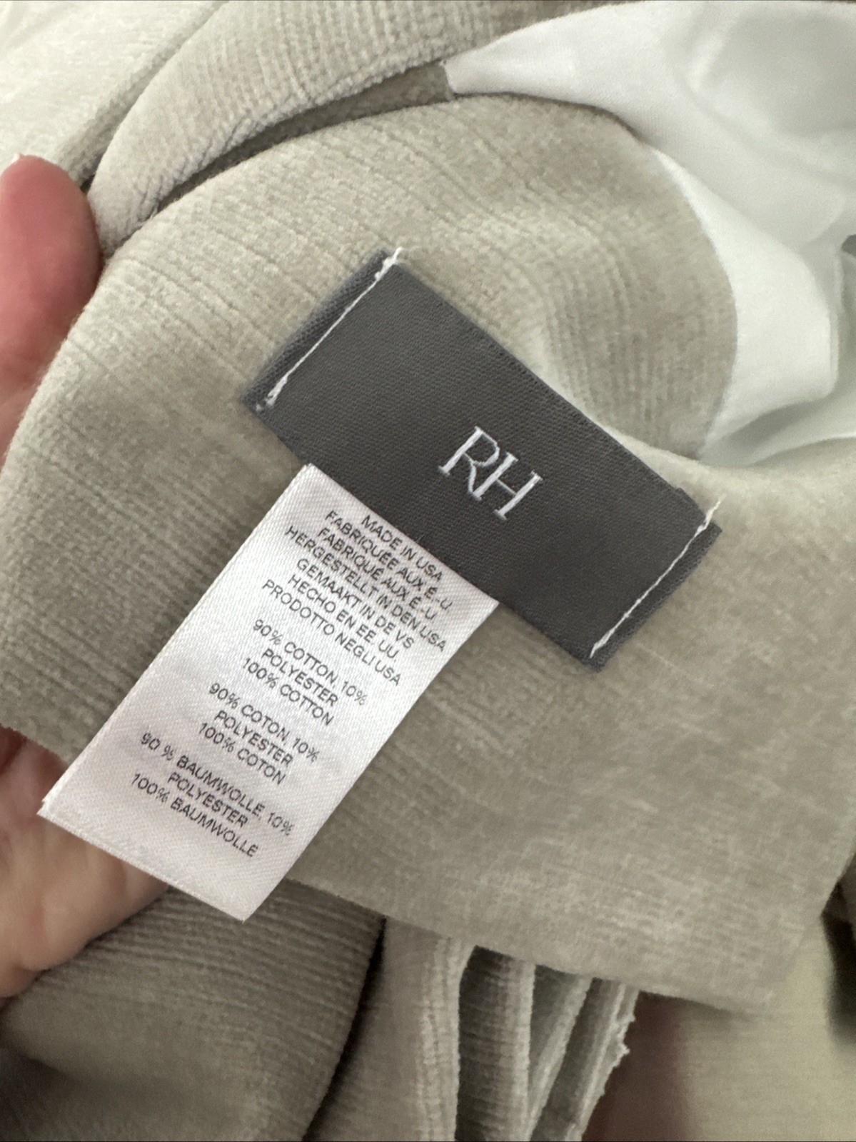 Restoration Hardware RH VINTAGE VELVET DRAPERY ROD-POCKET 50×108” Taupe – Single