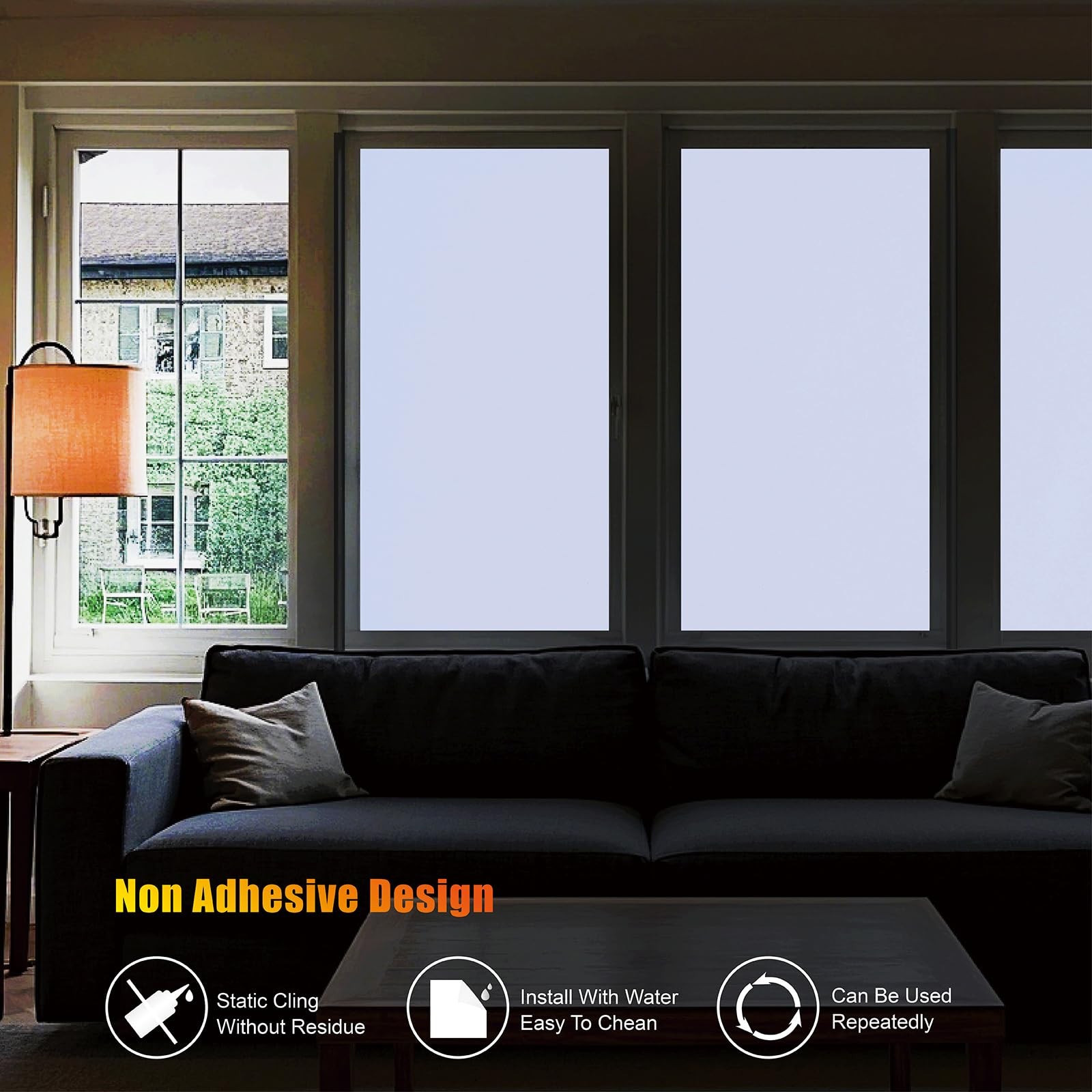 17.5 x 78.7 Inch White Blackout Window Film 100% Light Blocking Window Cover