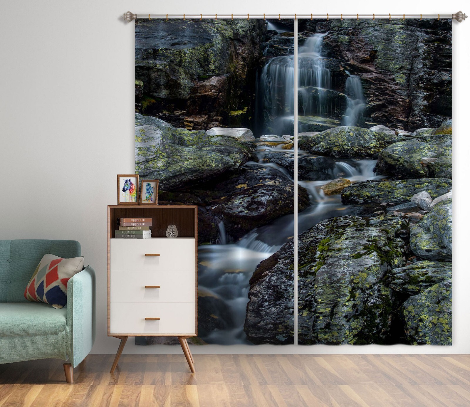 3D Waterfall Stones ZHUA189 Photo Curtain Window Blockout Fabric Amy 2023