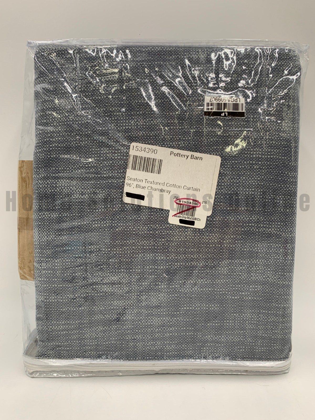 Pottery Barn Seaton Textured Cotton Lined Curtain Blue Chambray 50″ x 96″ #Q12P