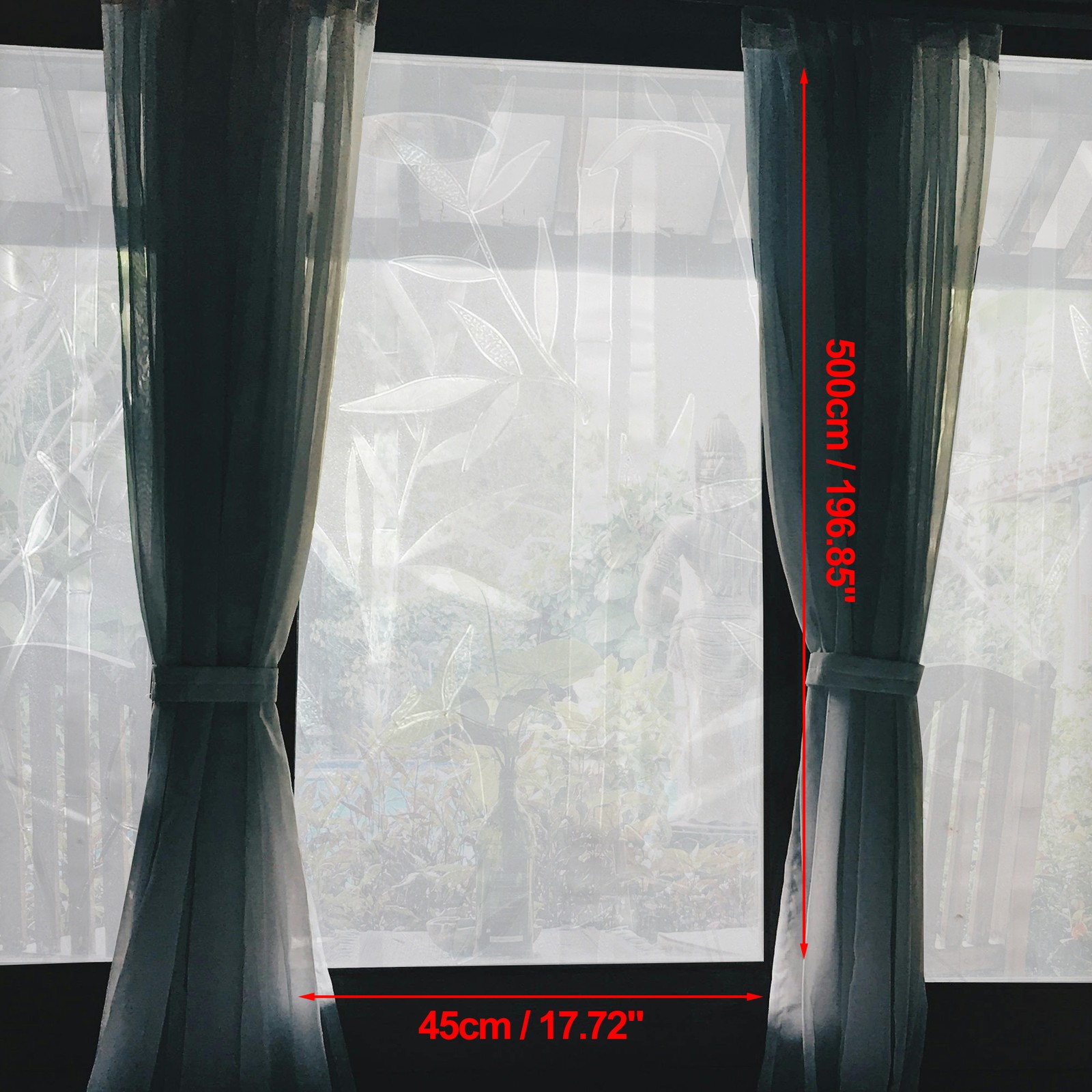 Bamboo Pattern No Glue Window Privacy Film for Home 196.85″L x 17.72″W Clear