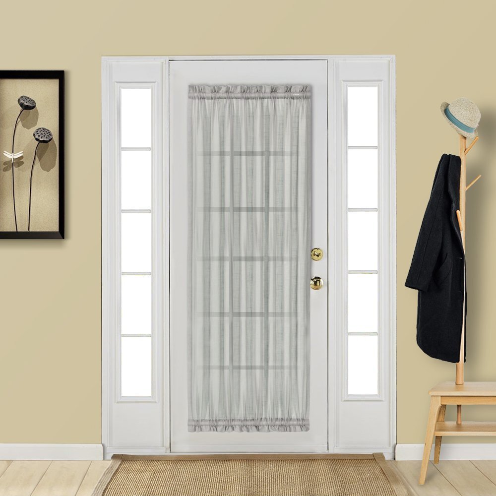 Glass Door Panel Window Curtain Elegant Solid Voile Rod Pocket Sheer French Door