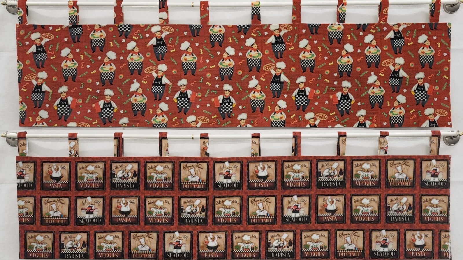 Fat Chefs Tab Top Valances or Curtains (2 Patterns Available)