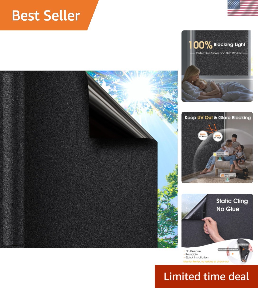 UV Blocking Frosted Static Cling Window Film for Complete Privacy & Comfort