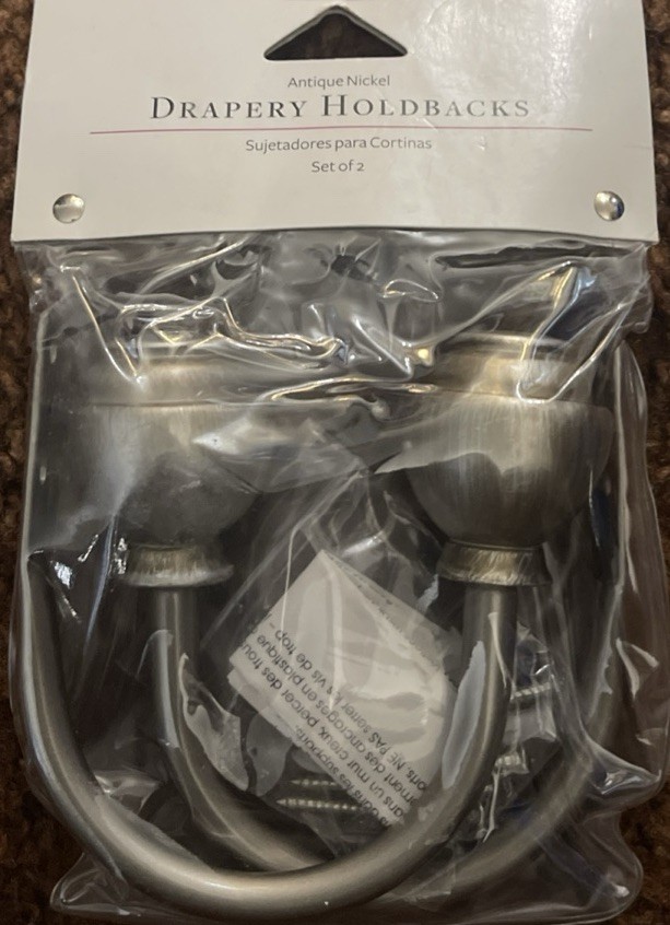 Better Homes & Gardens Drapery Holdbacks Set Of (2) Antique Nickel finish. New