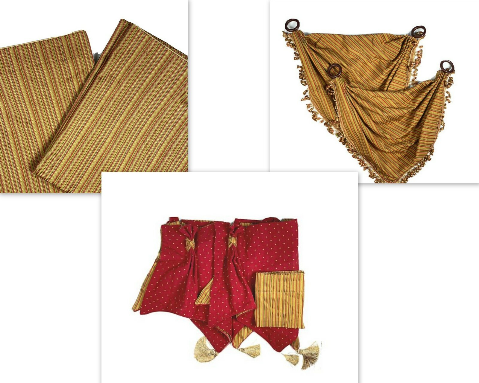 Custom Luxury Window Treatments Set 7 Red Stripe Valances Curtains Drapes WOW