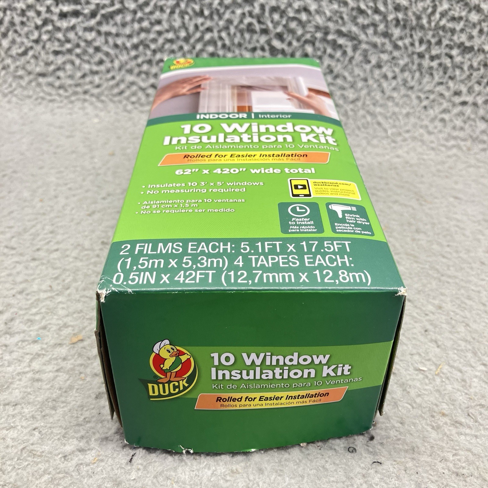 Duck 10 Window Indoor Insulation Kit 62″ x 420″ Wide Total “Box Damage” Lot Of 3