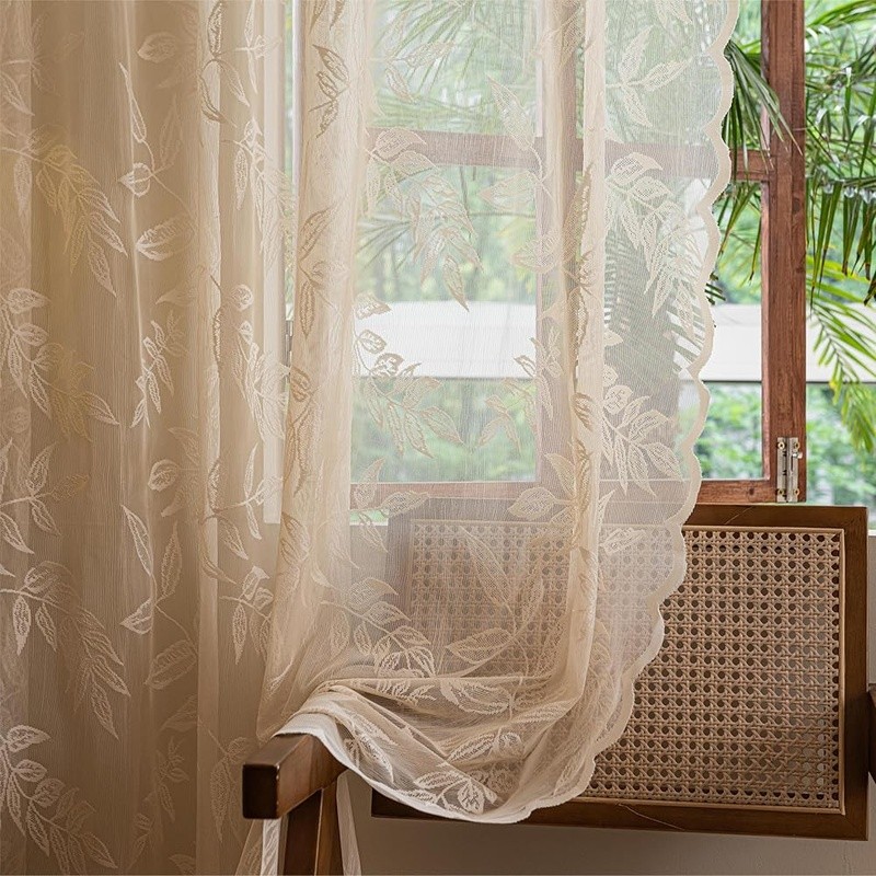 Lace Curtains Sheer Vintage Style Rod Pocket Home Decor Privacy Panels 2 Pack US