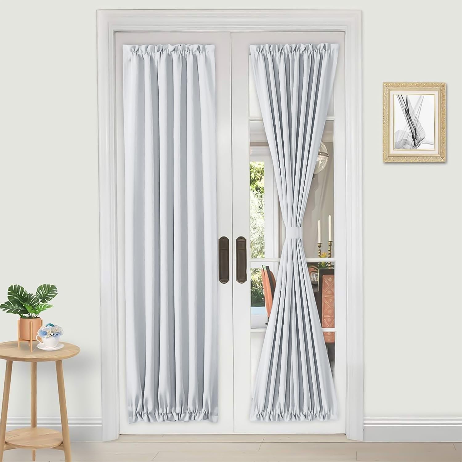 French Door Thermal Curtains, Rod Pocket, Privacy Panel, Greyish White
