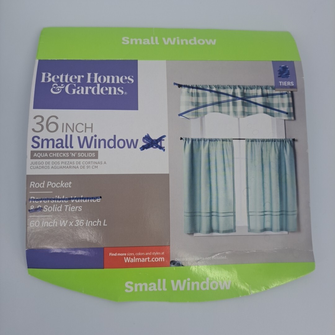 Better Homes & Gardens Solid Aqua Tiers 36″ Set of 2 Panels Window Rod Pocket