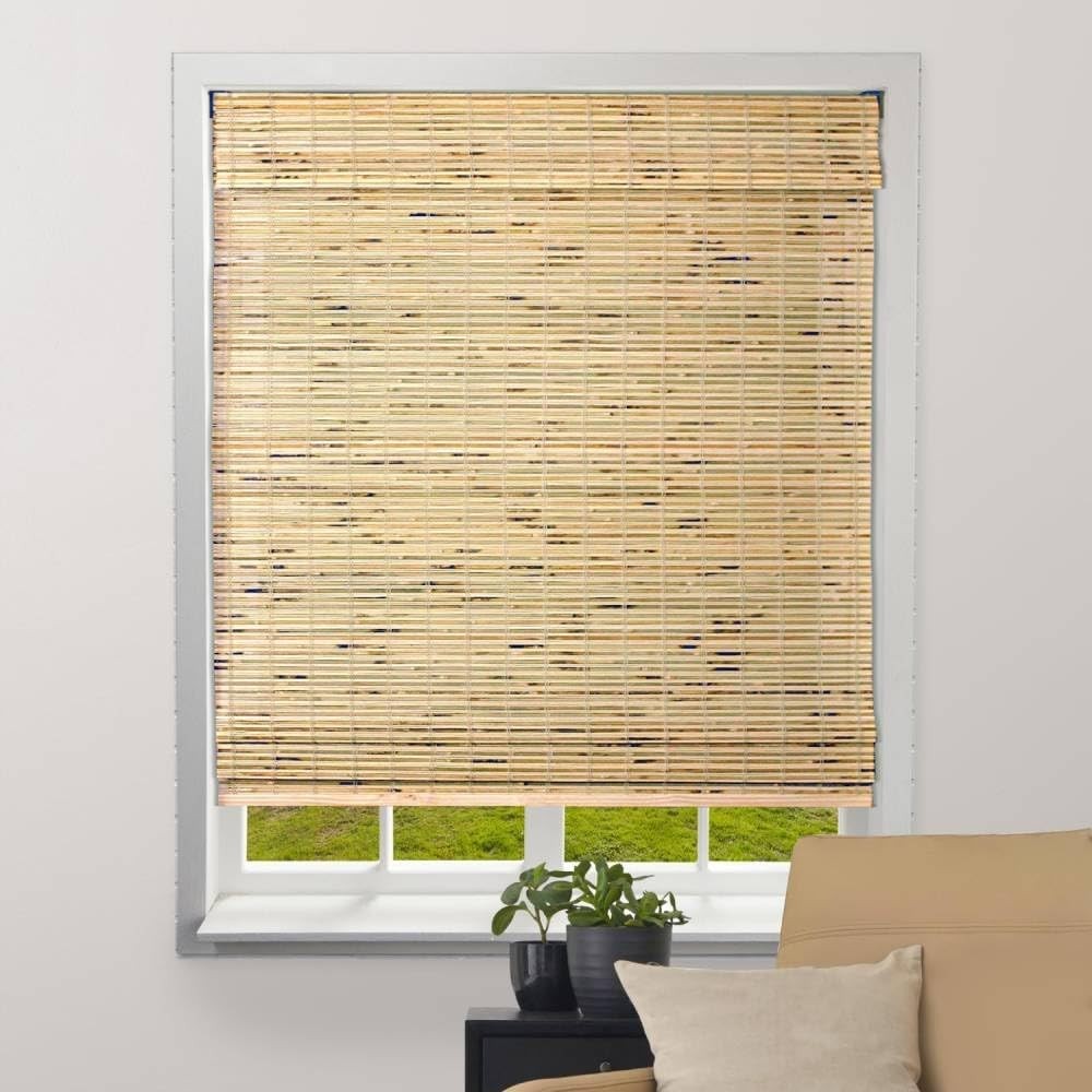 ARLO BLINDS Sheer Bamboo Roman Shades with Valance – Petite Rustique, 46.5″W x