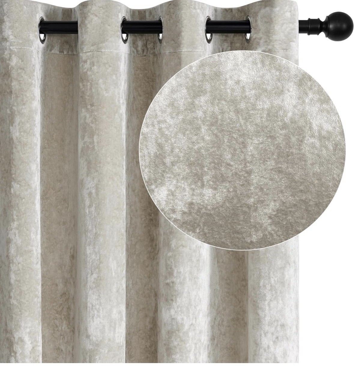 Ivory White Crushed Velvet Curtains 52″ X 96″ Luxurious Thermal Insulation Soun