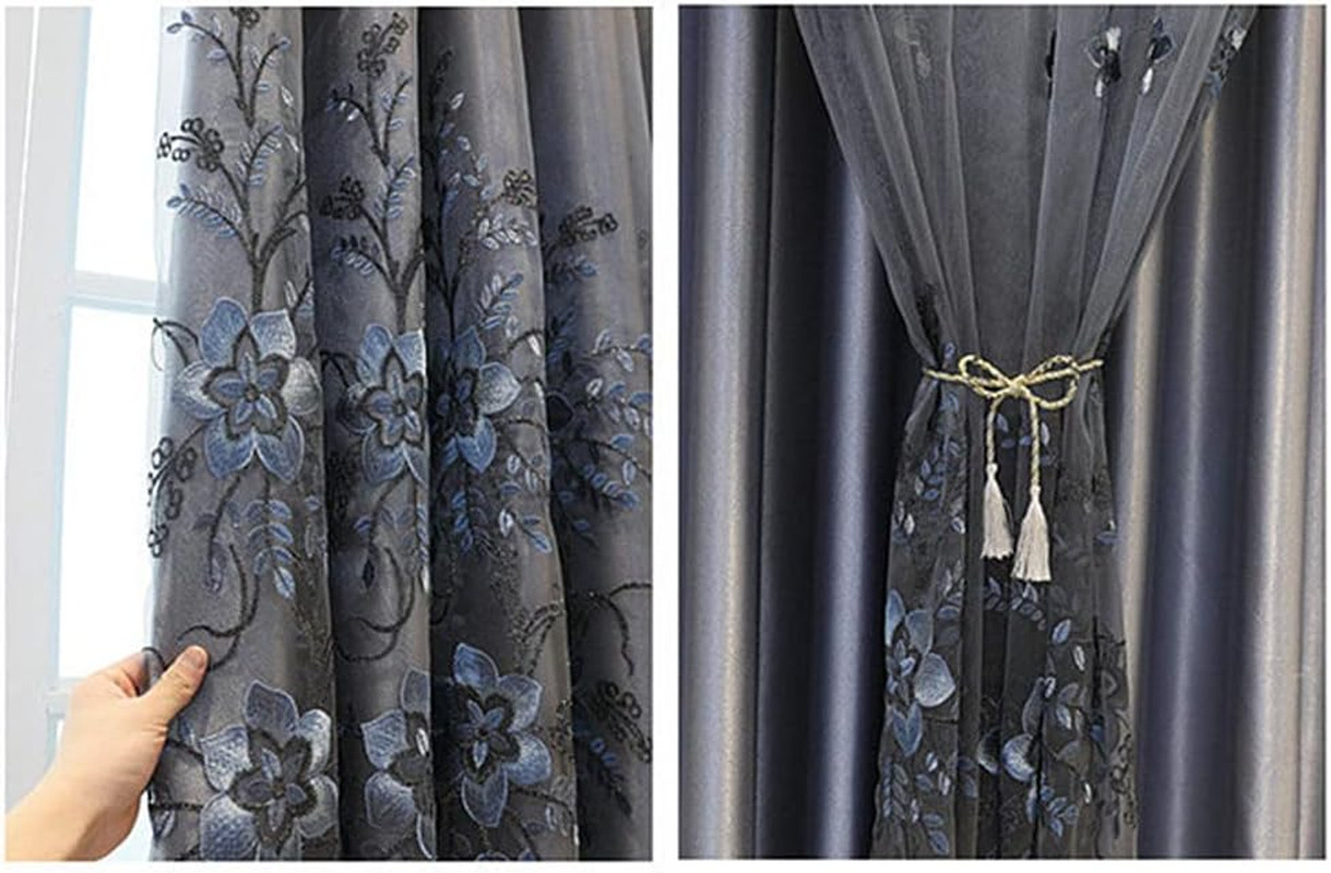 1 Pair European Double Layer Curtains for Living Room Bedroom Luxury