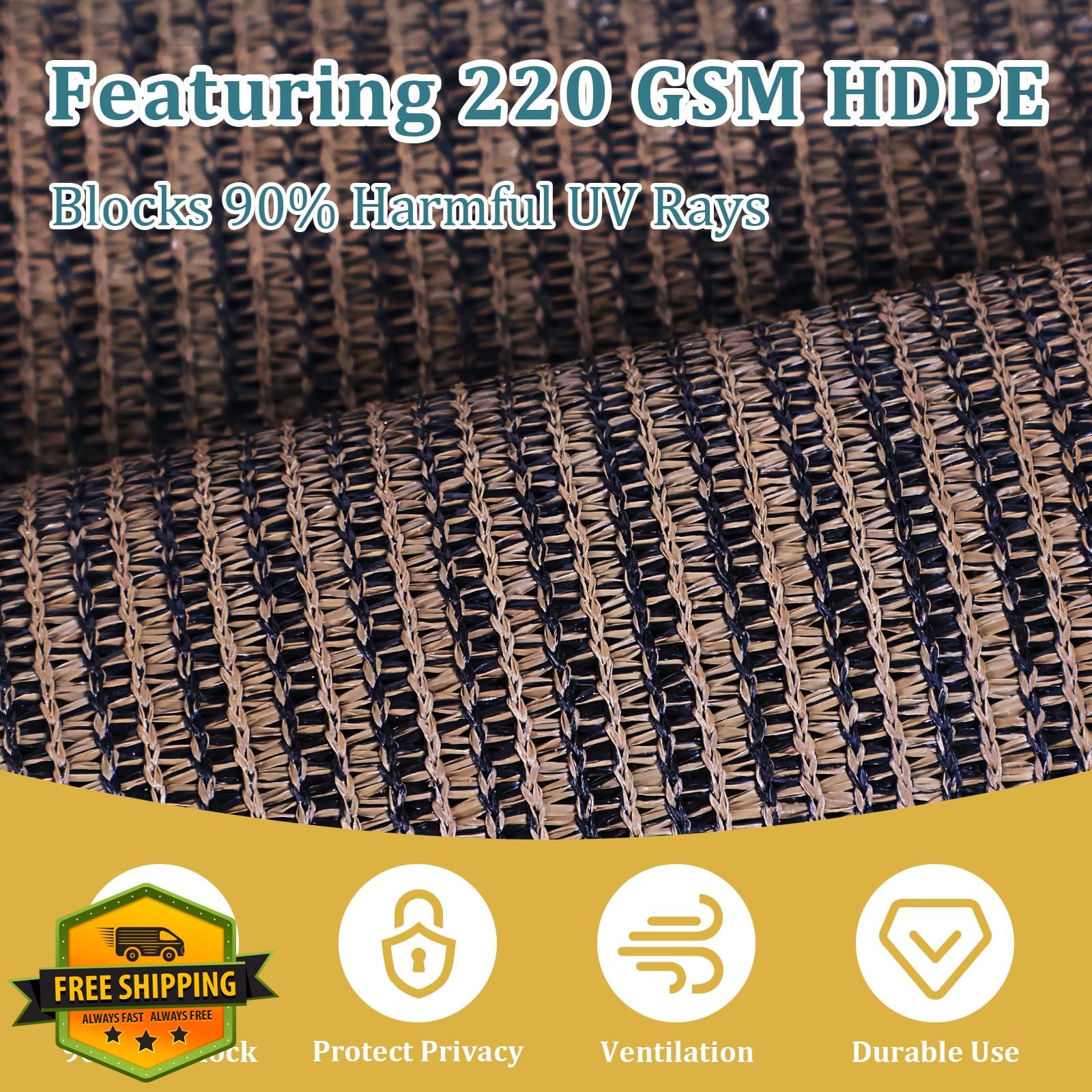 ShadeandBeyond Mocha Patio Shades 11’W x 8’H UV Prot