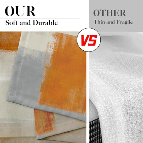Beige Orange Painting Kitchen Curtains 45 Inch Length Grey Gray Window Short