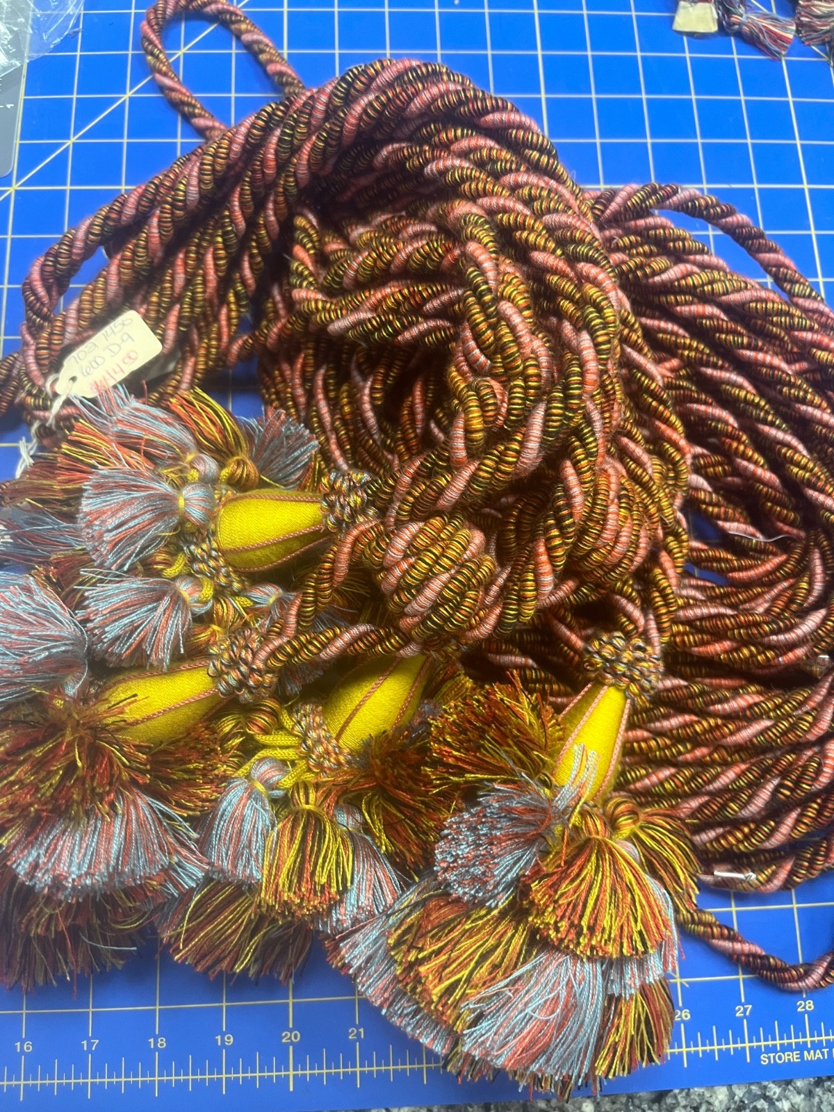 4 Large Elegant Tassel TIEBACKS + 22 yards of matching CORDING Gold Blue Pink