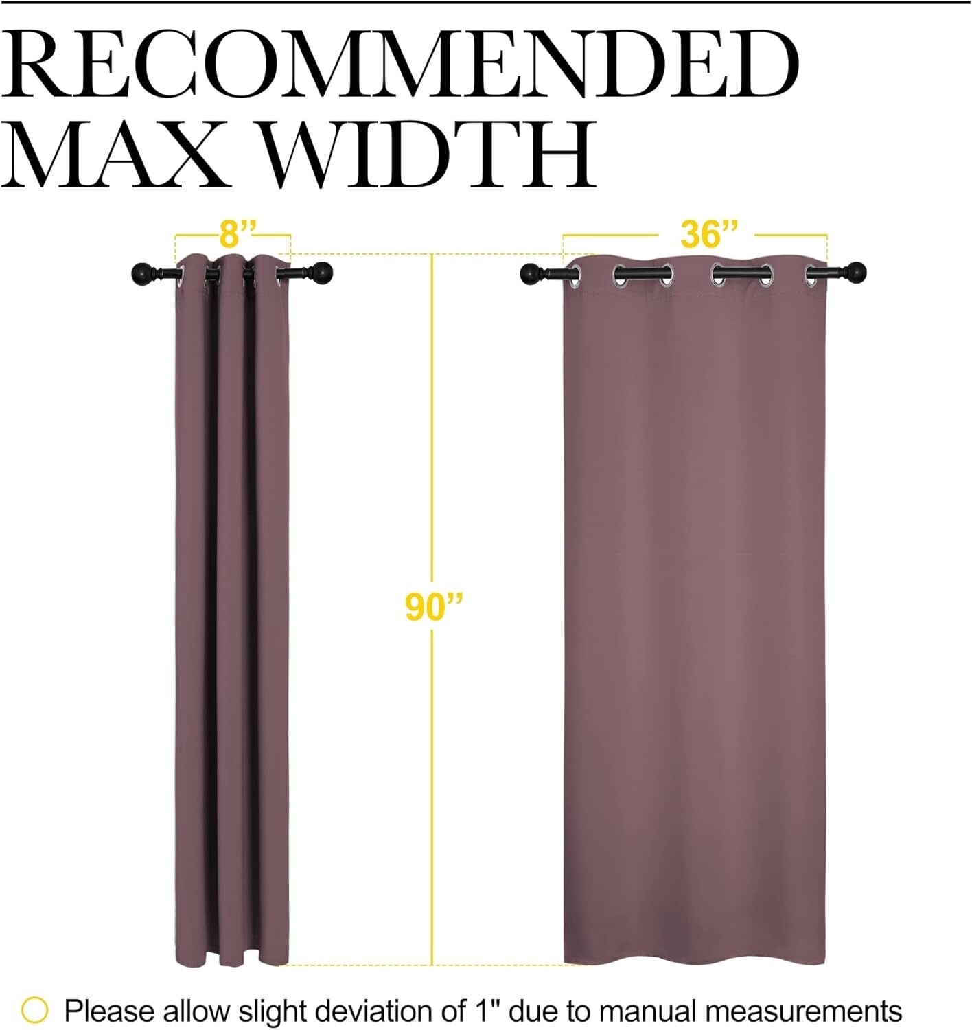 2 PCS Dry Rose 90″L x 42″W Protection Privacy Darkening Curtains For Bedroom