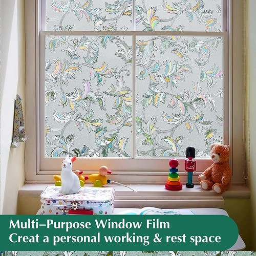 3D Rainbow Window Film Static Glass Vinyl Clings Frosted Privacy Stained Sticker