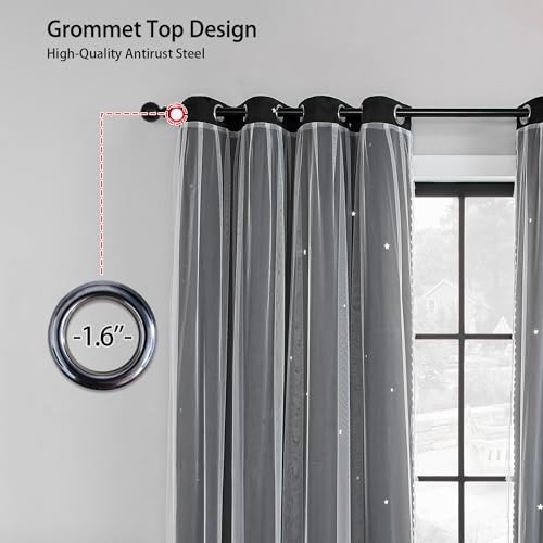 out Curtains for Bedroom, Bedroom Drapes for 52″W x 96″L (Pack of 1) Black