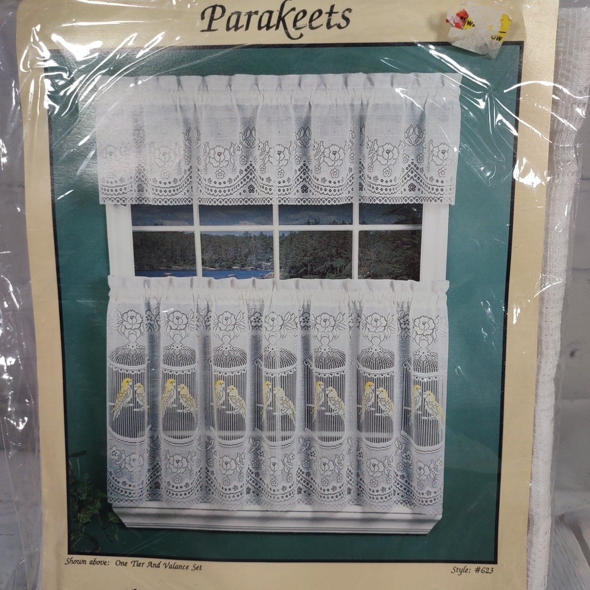 Hofmann Laces Limited Parakeet White Lace One Tier & Valance Set 60” W X 24” L