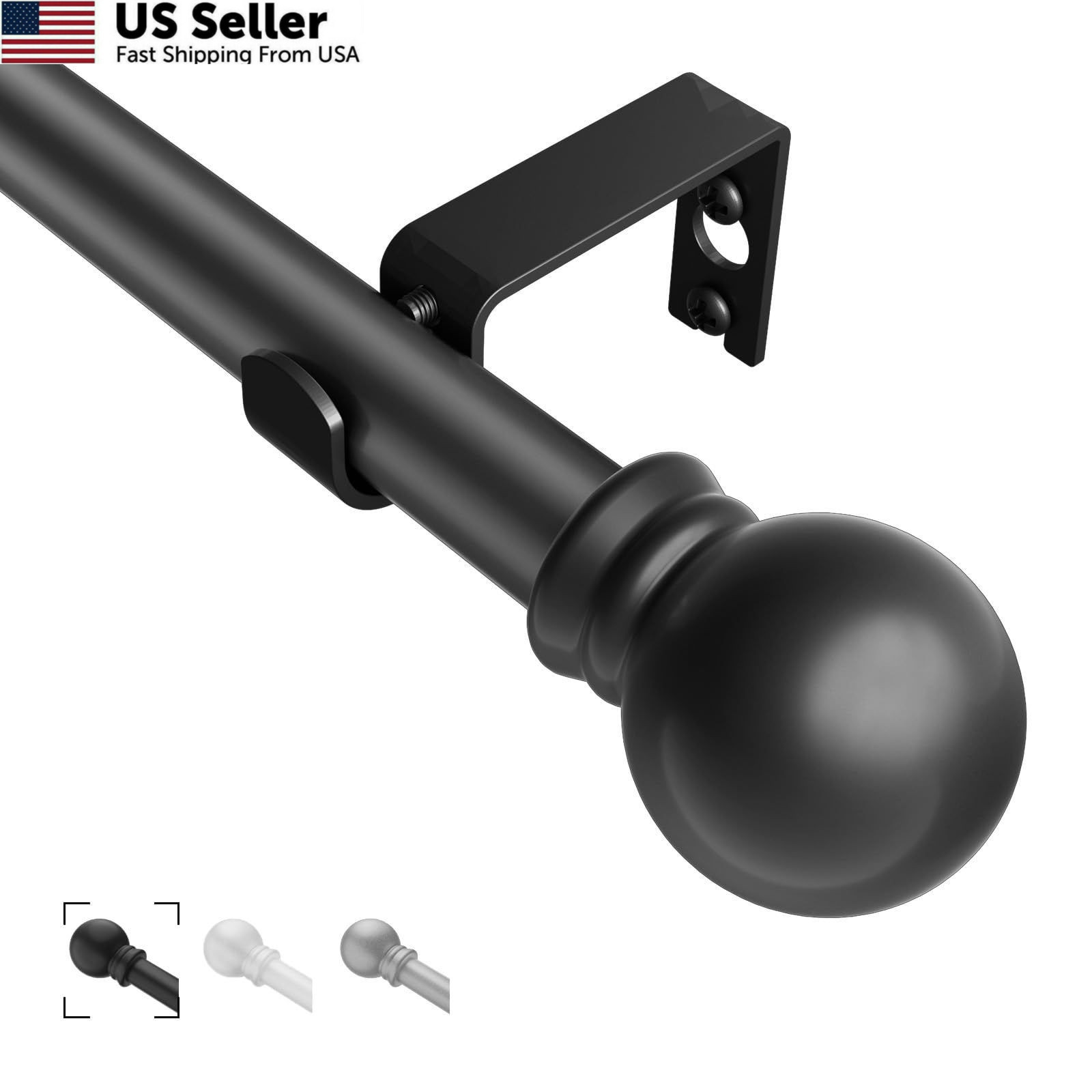 Black Curtain Rods for Windows 36″- 48″, Decorative Drapery 36″-48″,