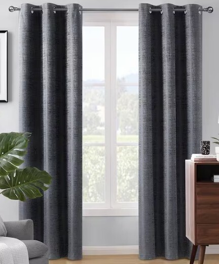 Paloma Black {38 in. W x 84 in. L} Grommet 100% Blackout Curtains (Single Panel)