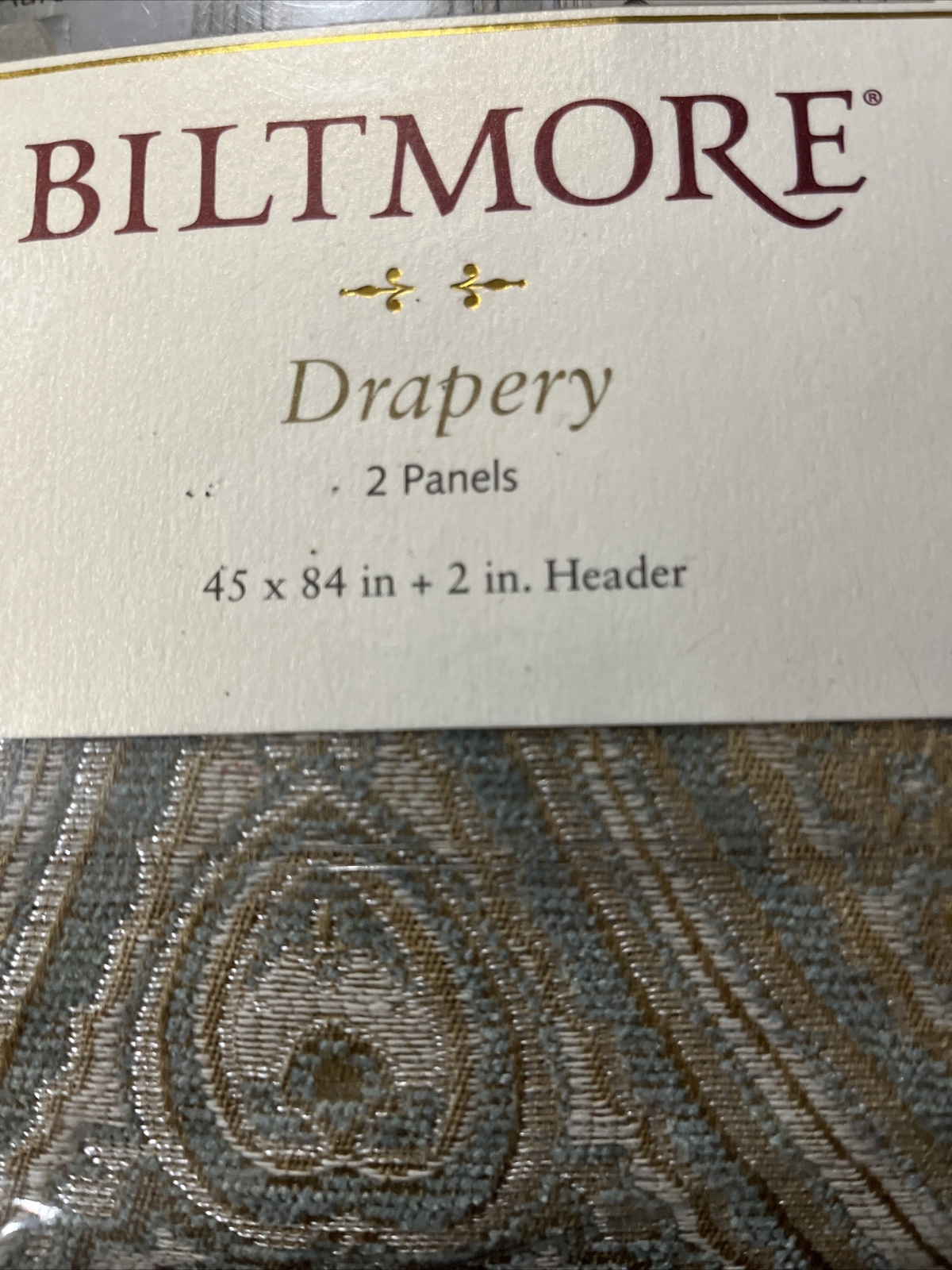 Biltmore Aurora Curtain Drapery 2 Panel Paisley Rod Tieback 45″ x 84” $175 NIP