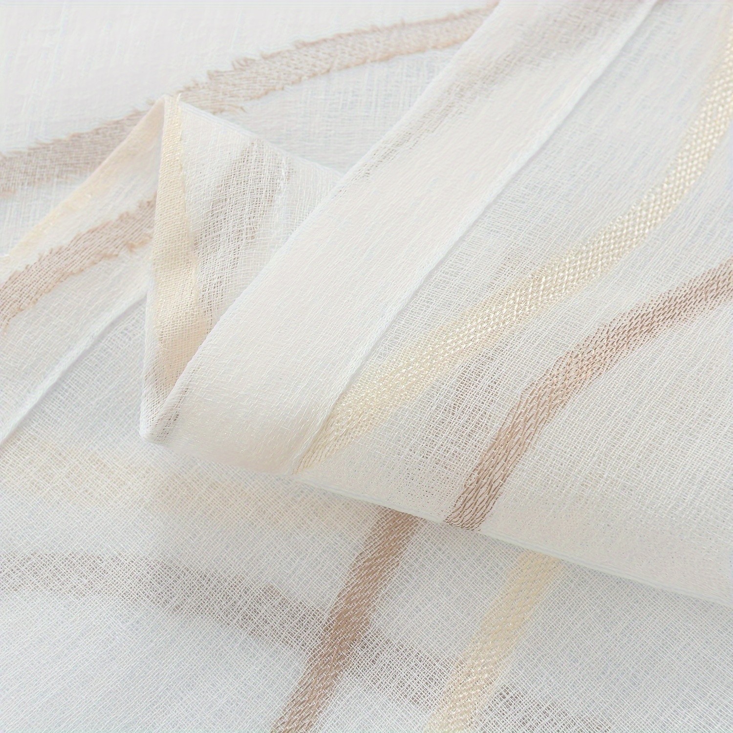 2 Panels Wave Pattern Rod Pocket light Filtering Sheer Voile Curtain, 52x84inch