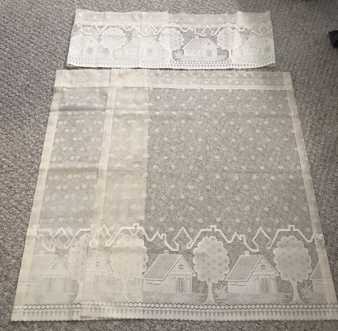 Lot Of 1 Valance And 2 Curtain Panels Off-White, House Tree Design New