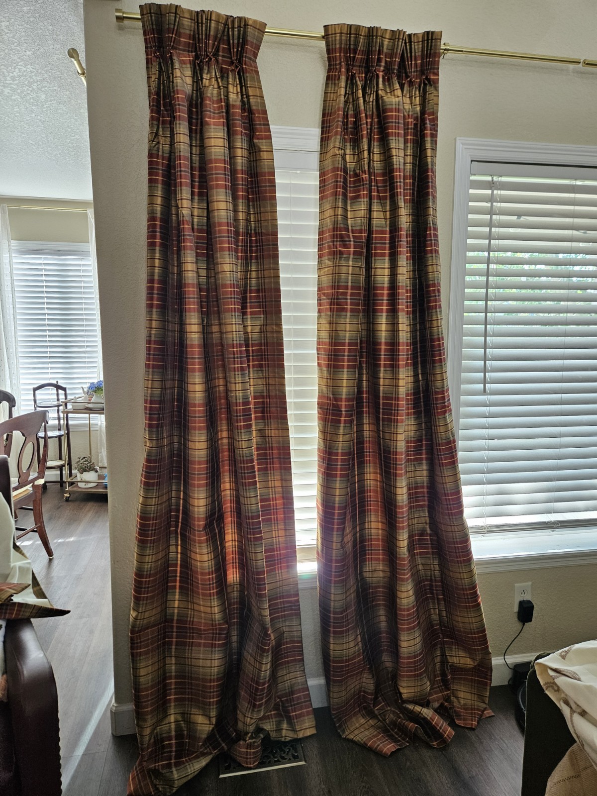 Custom Made Plaid Tartan Lined Rod Pocket Curtain Panels Pair 50×96 HEAVY