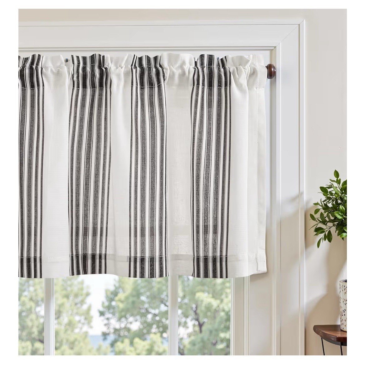 jinchan Striped Linen Valance Curtain 16 Inch Vertical Striped Valance for Kitch