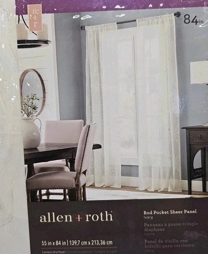 Allen+Roth Madi 55×84 SINGLE Sheer ivory rod pocket curtain panel Polyester [E6]